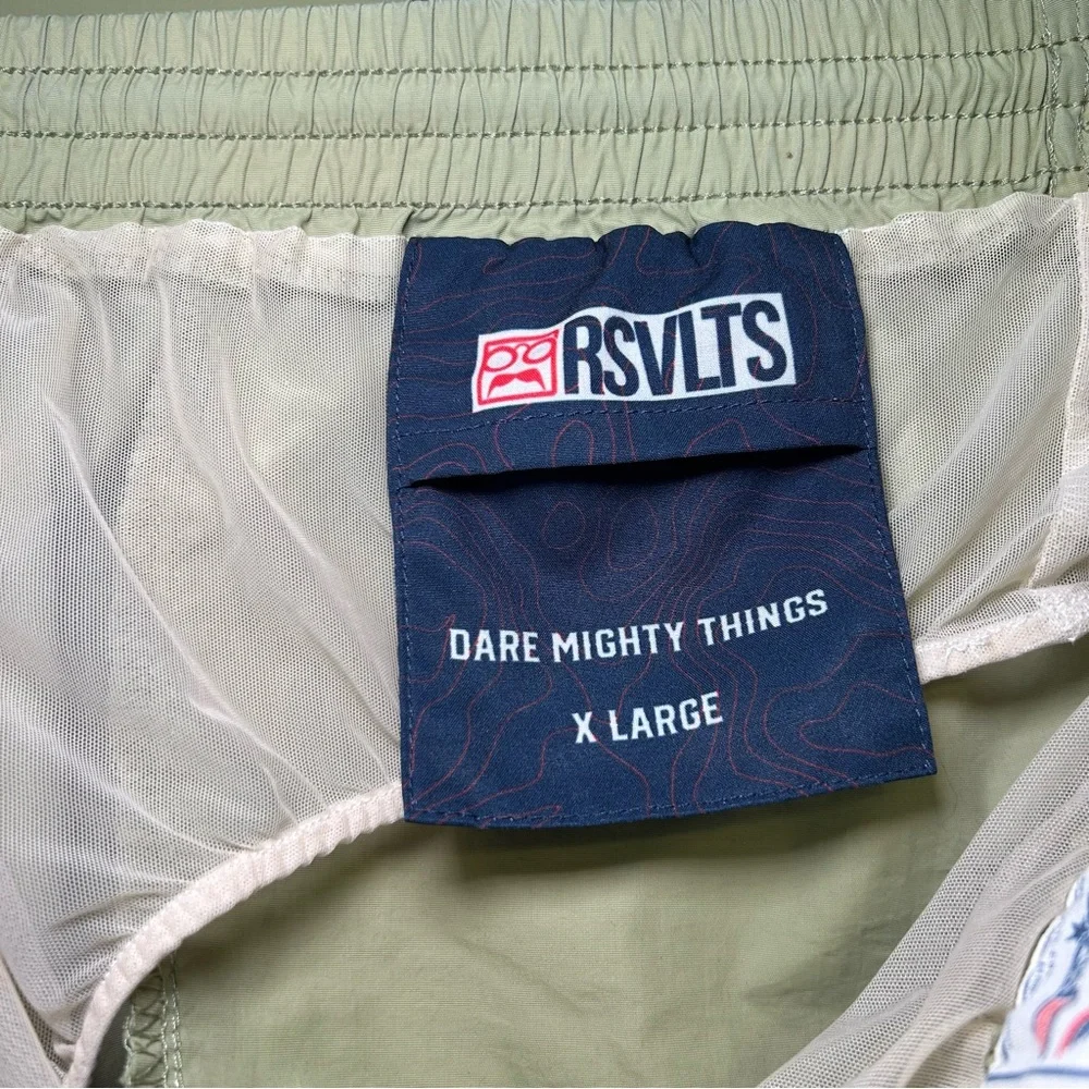 RSVLTS Men's Light Gray Swim Trunks with Yellow Drawstring